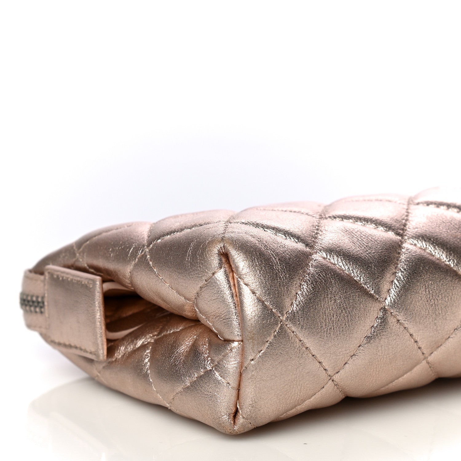 Chanel Metallic Lambskin Quilted Cosmetic Pouch Light Gold 10 of 16