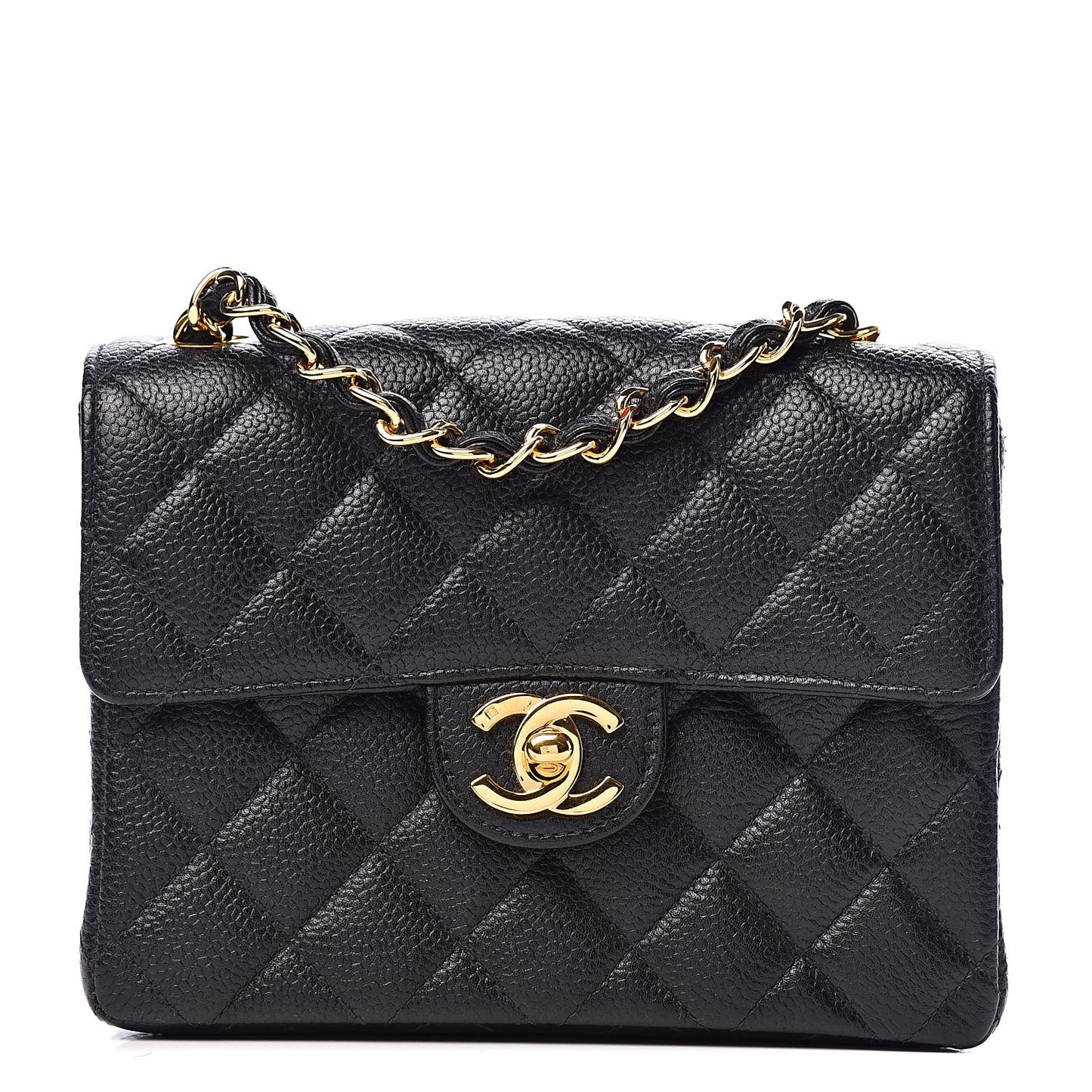 Caviar Quilted Mini Square Flap Black