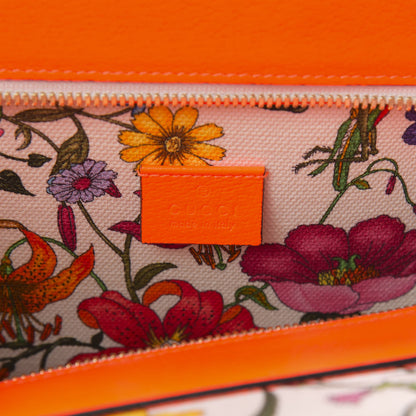 Gucci Canvas Medium Flora Tote White Multicolor Orange Fluo 6 of 16
