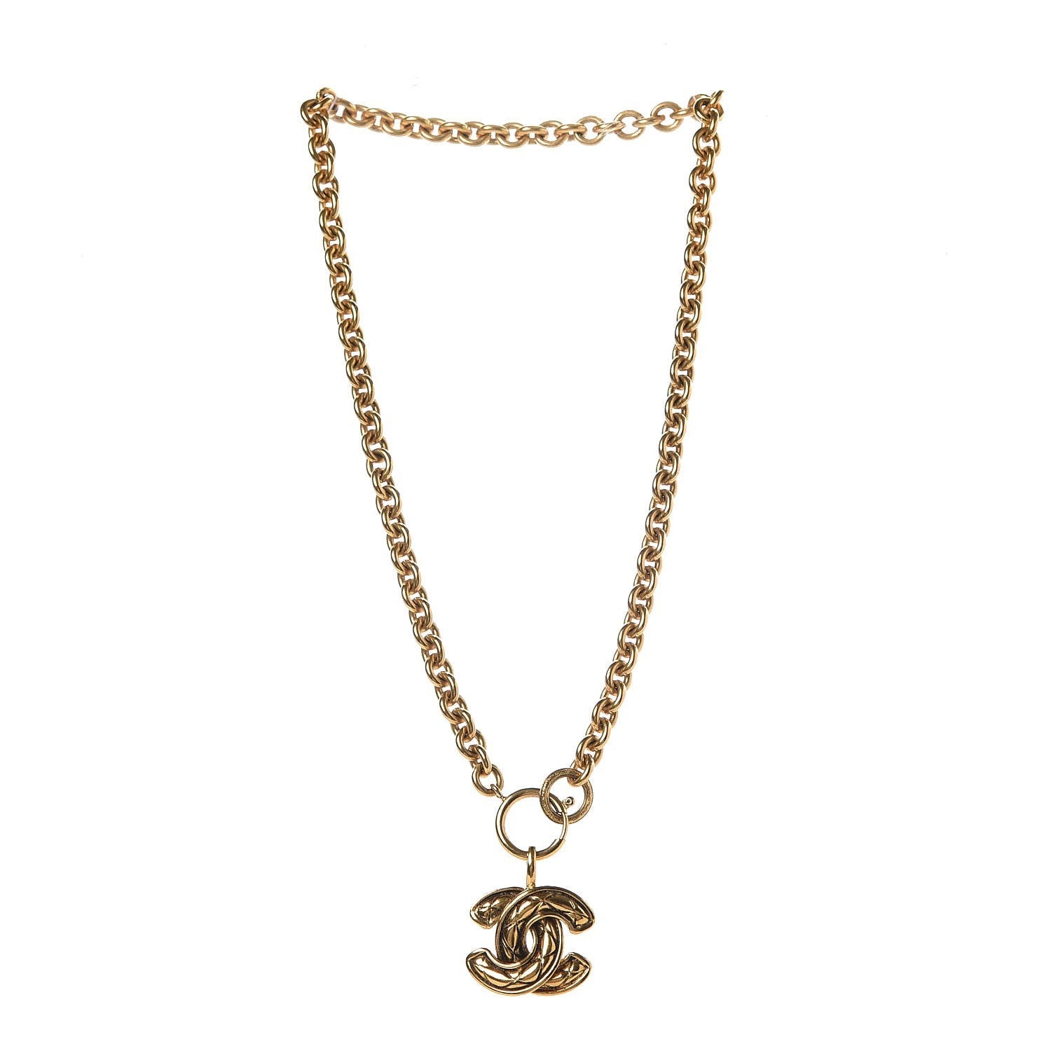 Chanel Quilted CC Necklace Gold 3 of 5