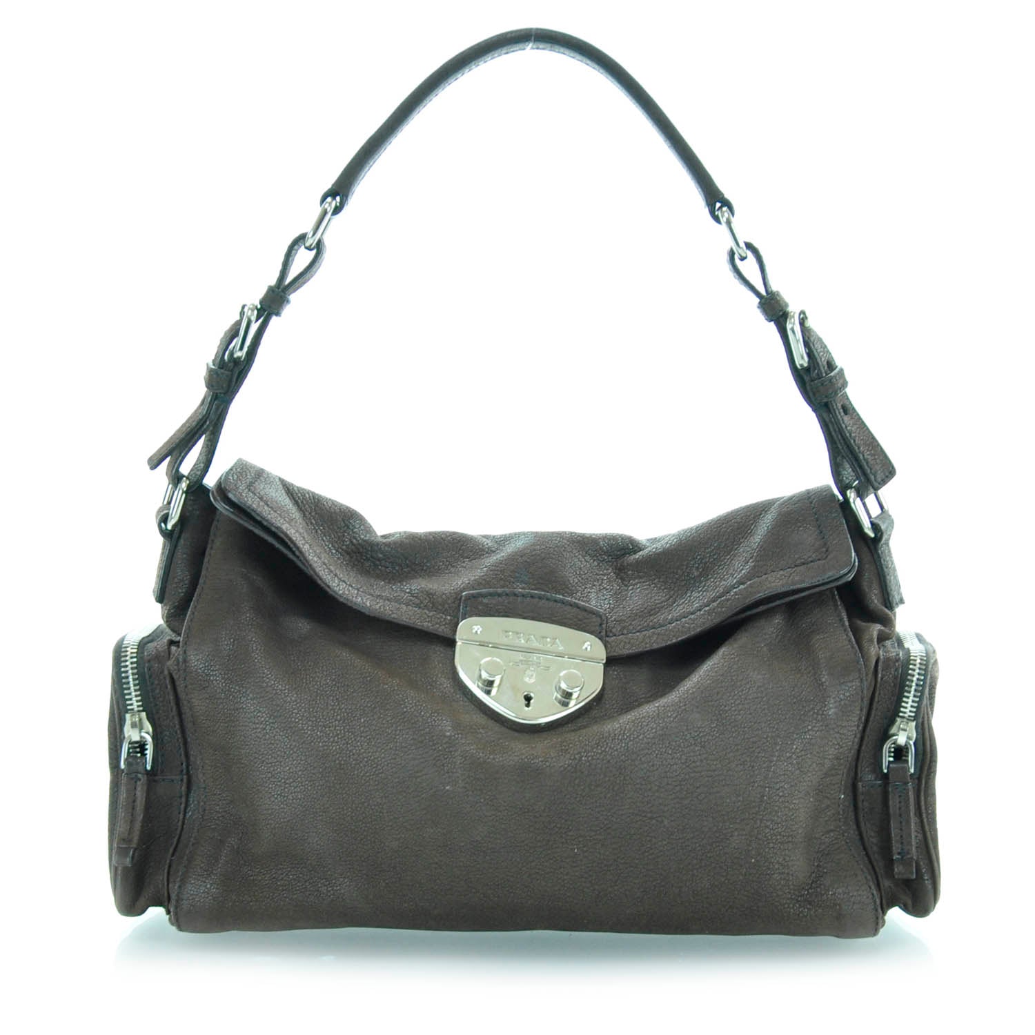 Prada Leather Antic Easy A Foldover Pushlock Flap Shoulder Bag 1 of 12