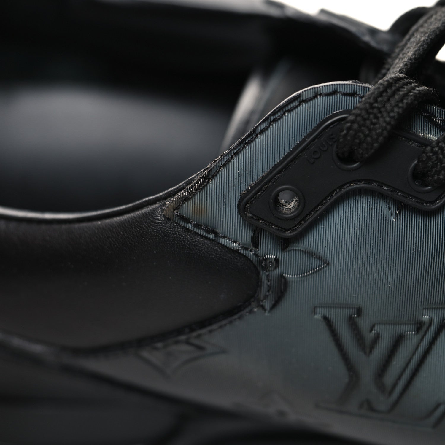 Louis Vuitton Iridescent Textile Monogram Calfskin Mens Run Away Sneakers 10 Black 9 of 9