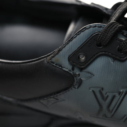 Louis Vuitton Iridescent Textile Monogram Calfskin Mens Run Away Sneakers 10 Black 9 of 9