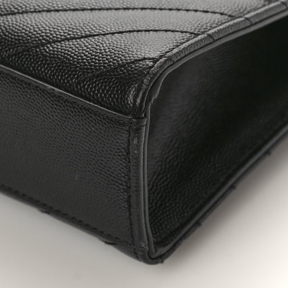 Saint Laurent Grain De Poudre Matelasse Chevron Large Triquilt Monogram Satchel Black 8 of 8