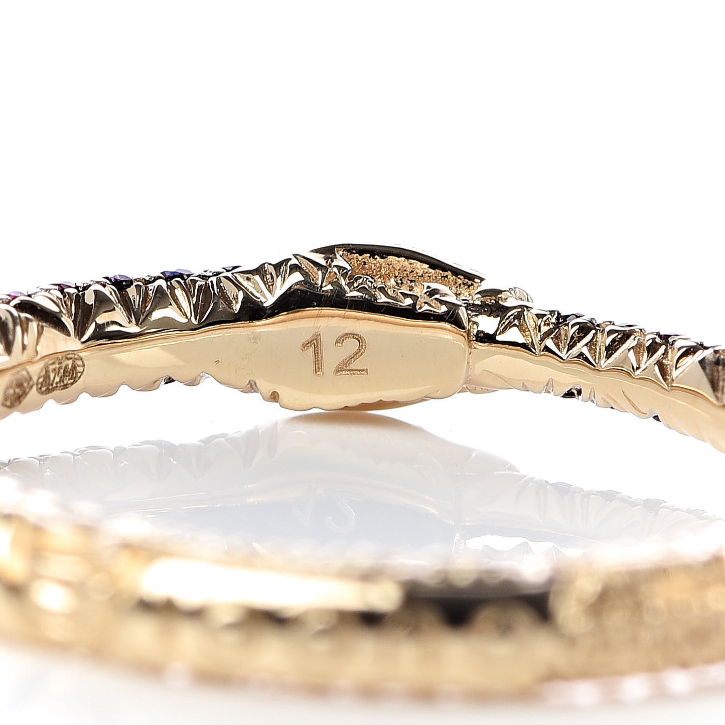 18K Yellow Gold Black Diamond Topaz Sapphire Ouroboros Snake Ring 51 5.75