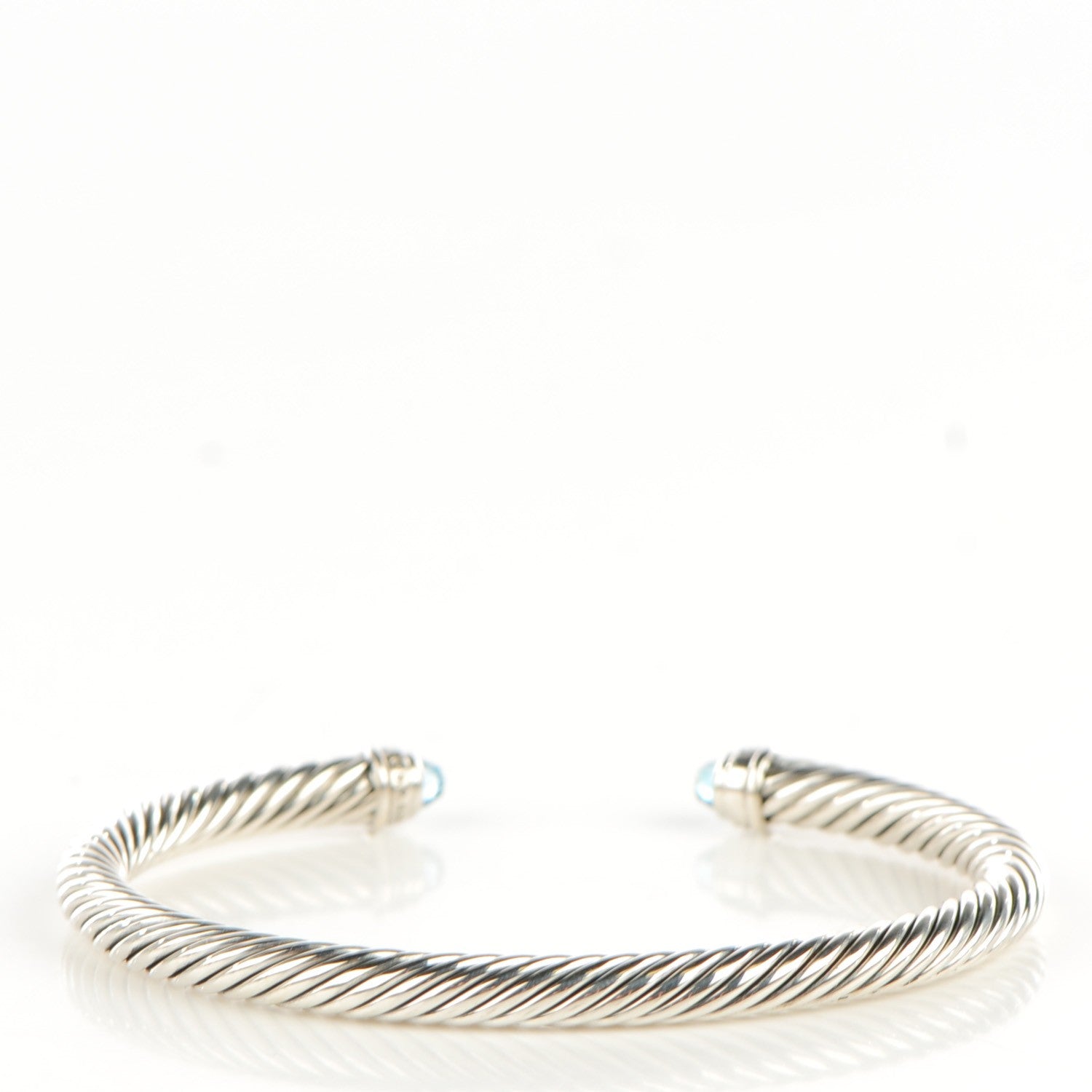 David Yurman Sterling Silver Diamond Blue Topaz 5mm Cable Classics Bracelet 3 of 6