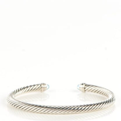 David Yurman Sterling Silver Diamond Blue Topaz 5mm Cable Classics Bracelet 3 of 6