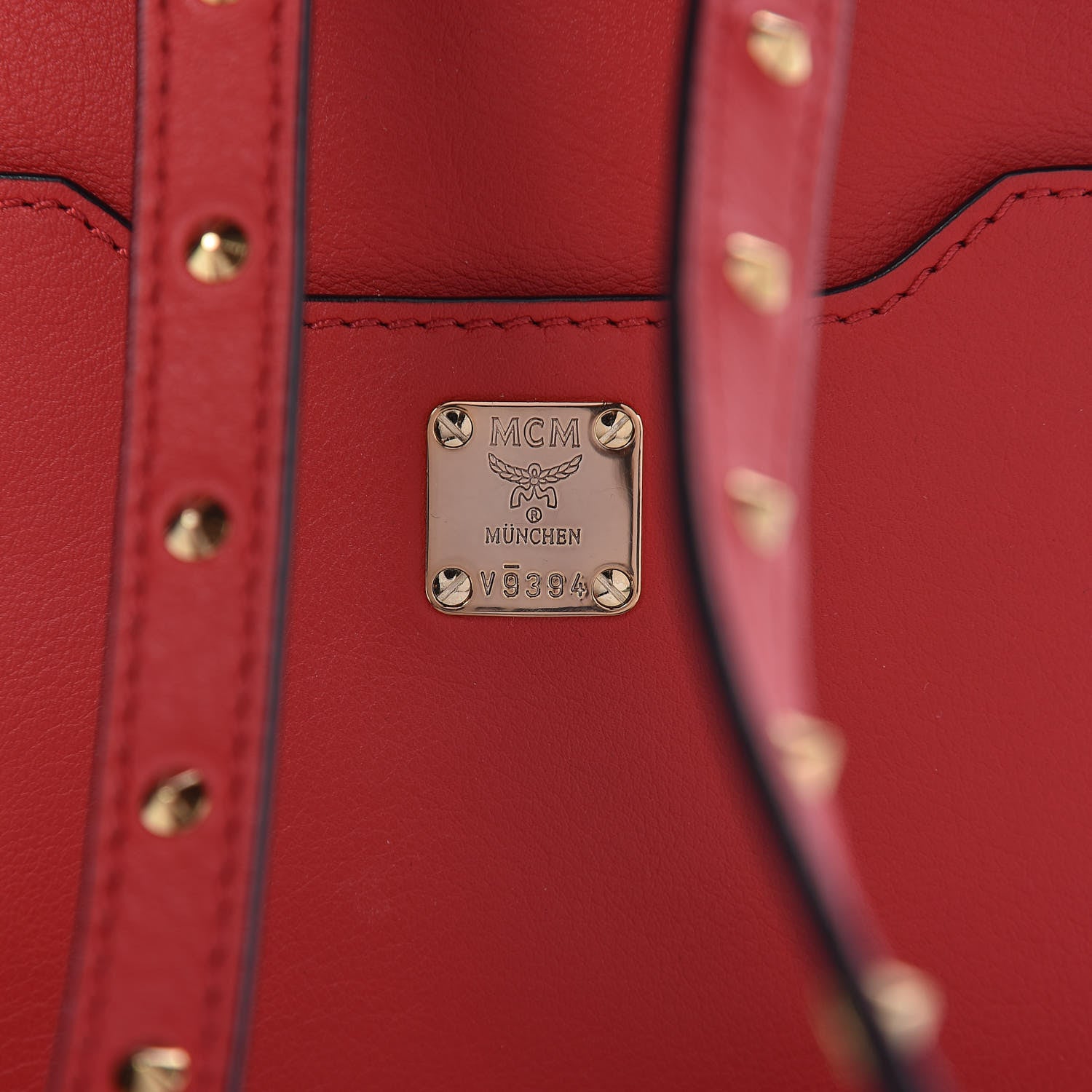 MCM Calfskin Mini Duchess Polke Studs Backpack Red 8 of 18