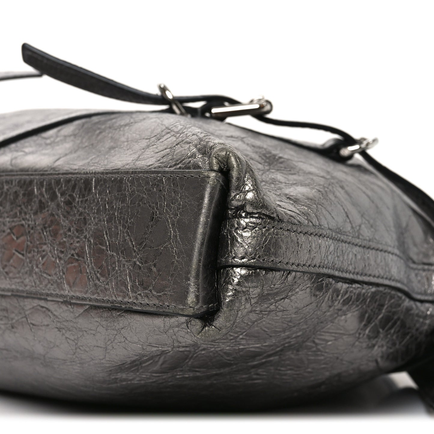 Metallic Calfskin Medium Voyou Bag Silver