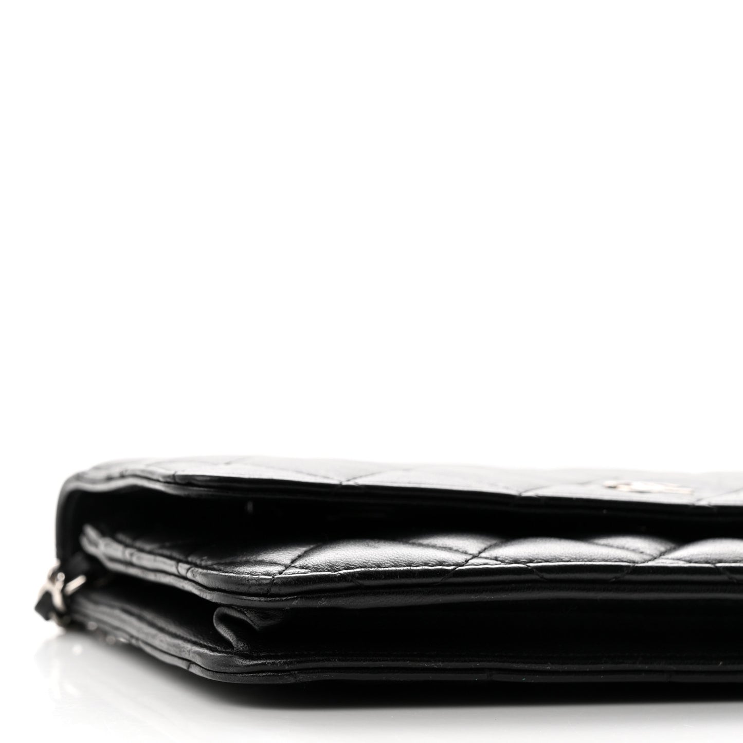 Lambskin Quilted Wallet On Chain WOC Black
