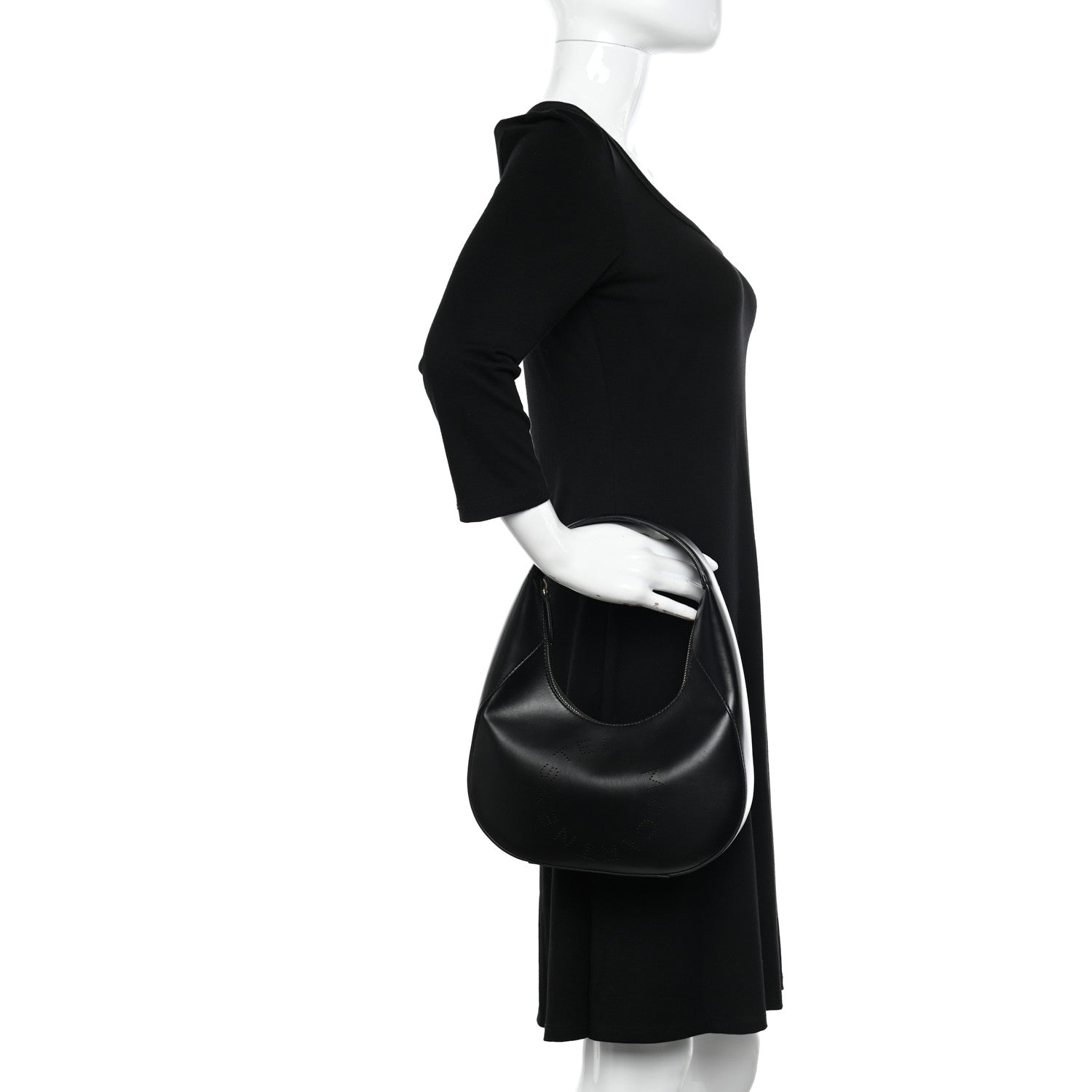 Stella McCartney Eco Alter Nappa Perforated Logo Small Hobo Black 2 of 12