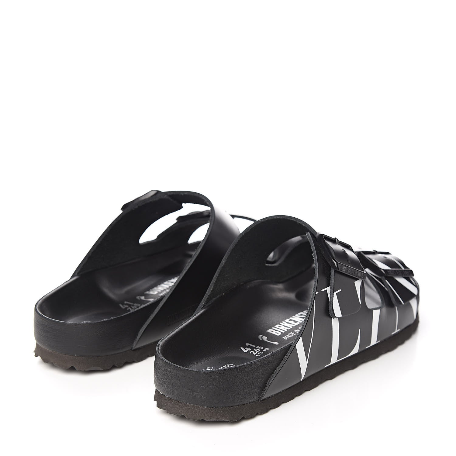 Valentino Garavani Calfskin VLTN Birkenstock Slide Sandals 41 Black 4 of 9