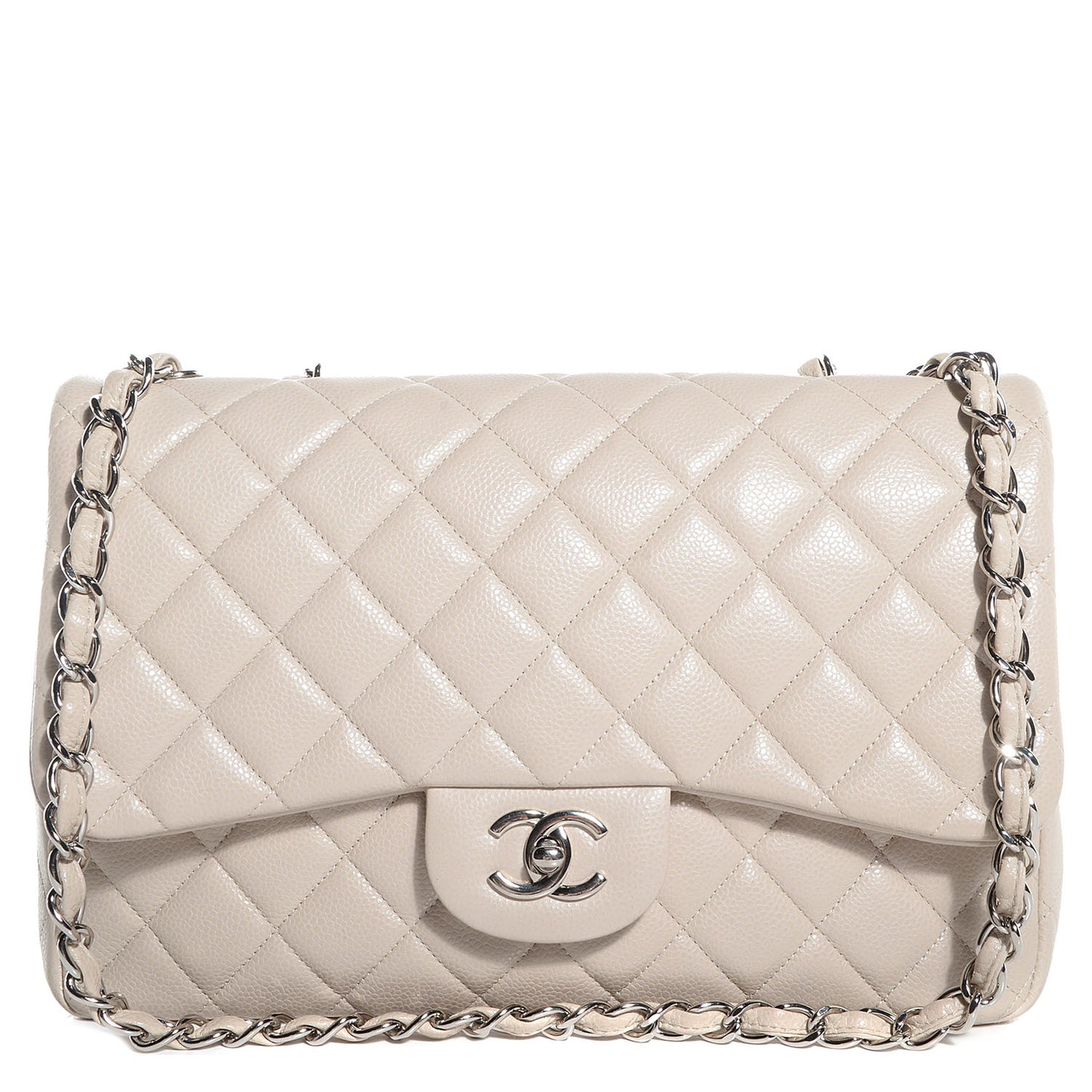 Caviar Jumbo Single Flap Light Beige