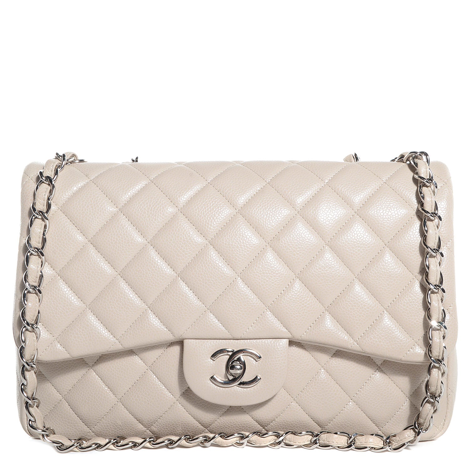 Chanel Caviar Jumbo Single Flap Light Beige 1 of 8