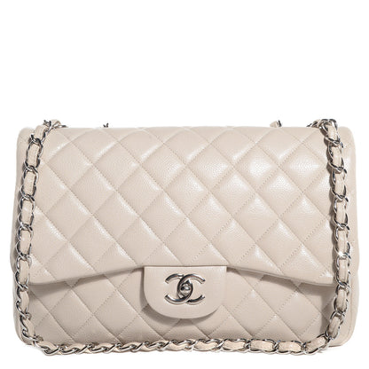 Chanel Caviar Jumbo Single Flap Light Beige 1 of 8