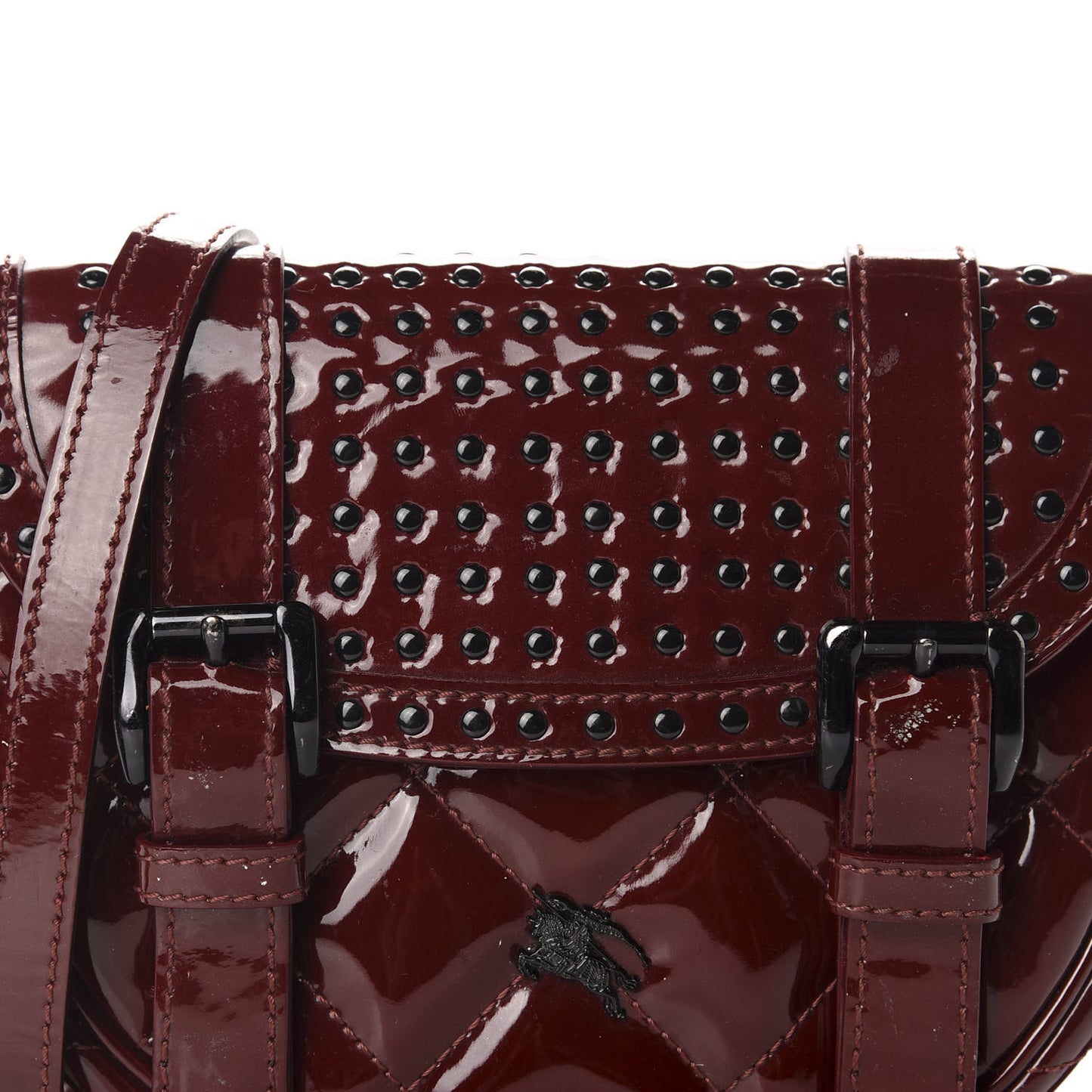 Patent Studded Crossbody Burgundy