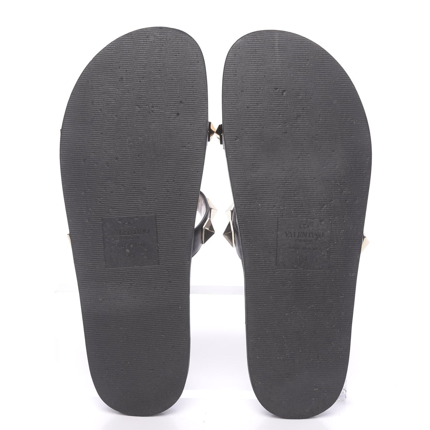 Vitello Macro Rockstud Lock Slide Sandals 35 Black