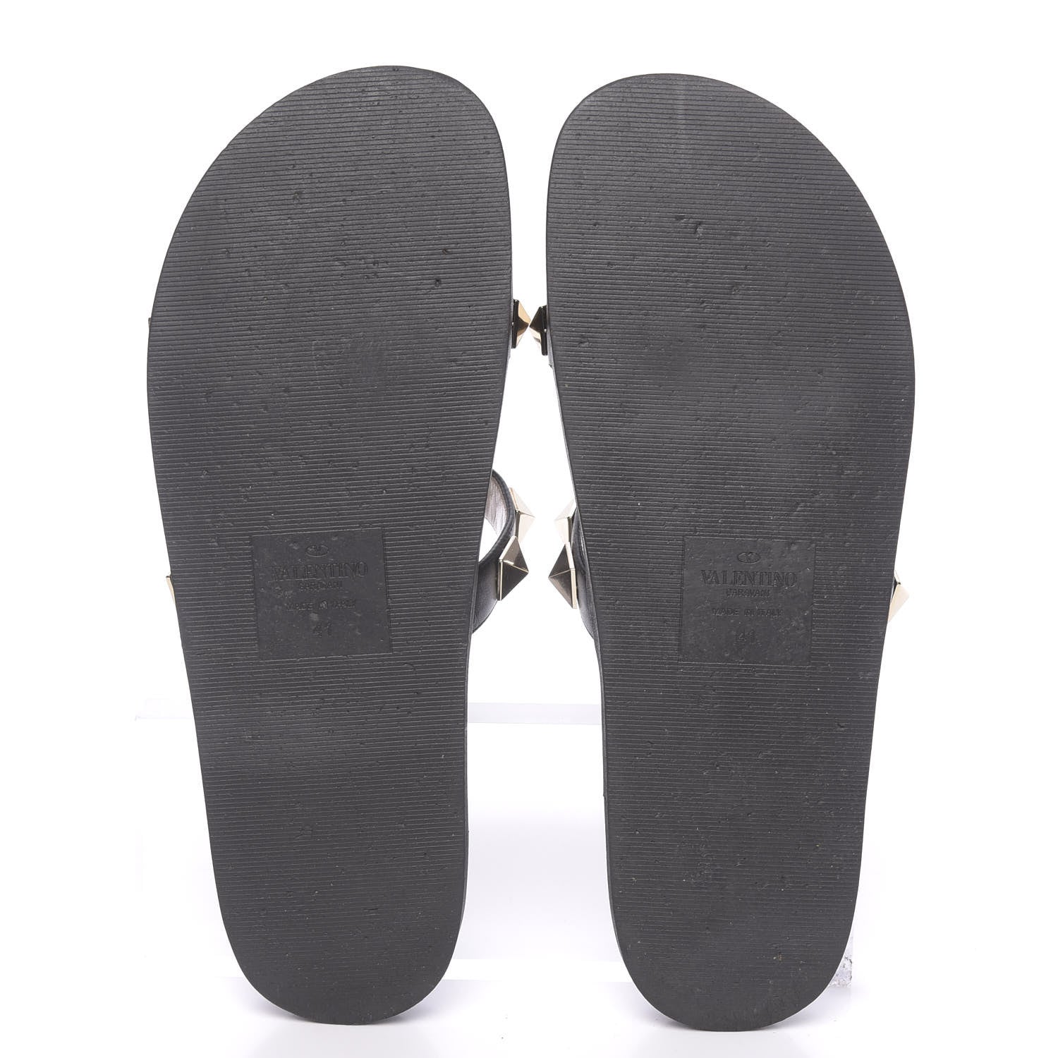 Valentino Garavani Vitello Macro Rockstud Lock Slide Sandals 35 Black 5 of 10