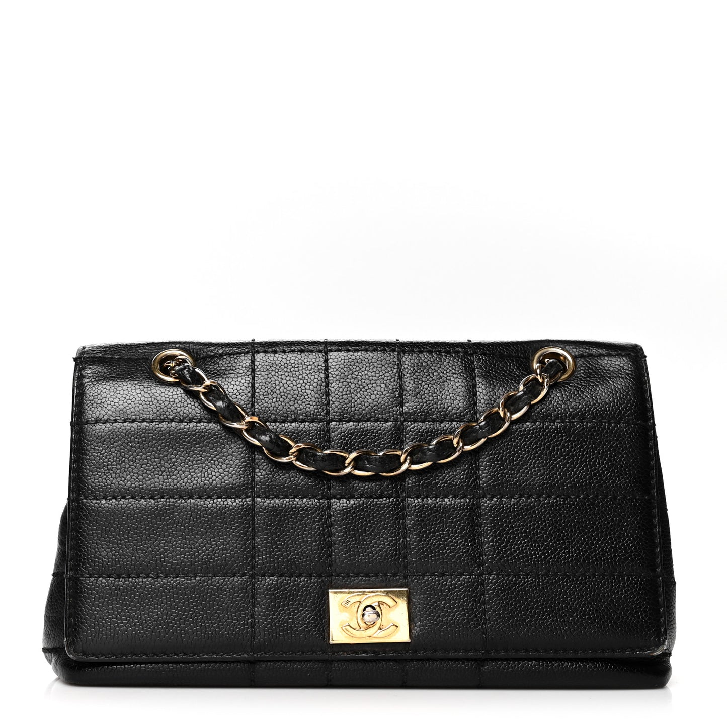 Caviar Square Stitched Small Flap Black