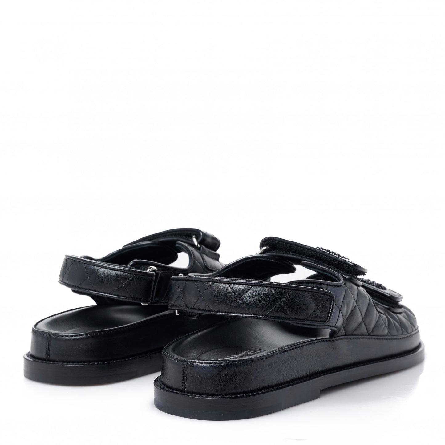 Lambskin Velcro Dad Sandals 39.5 Black
