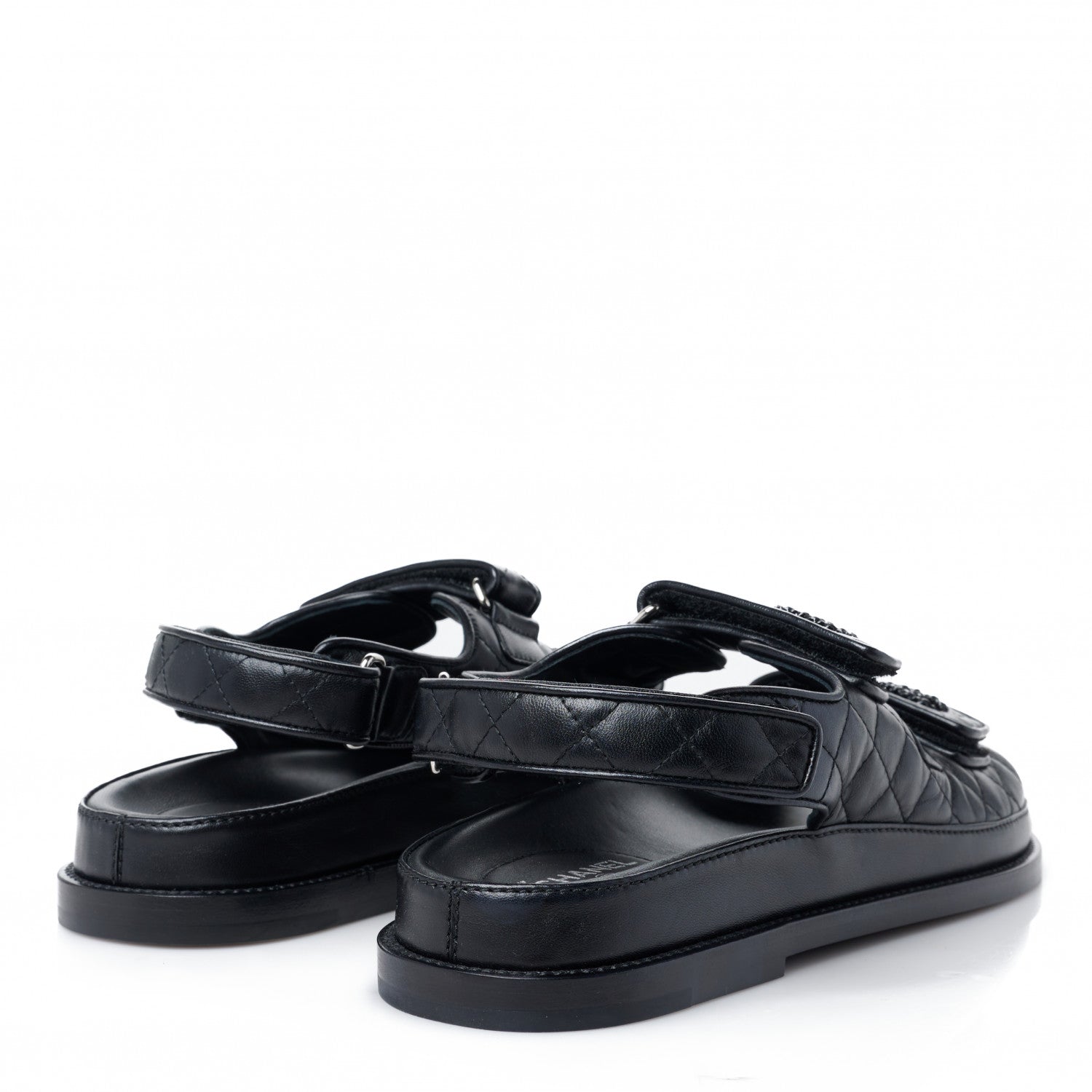 Chanel Lambskin Velcro Dad Sandals 39.5 Black 4 of 9