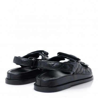 Chanel Lambskin Velcro Dad Sandals 39.5 Black 4 of 9