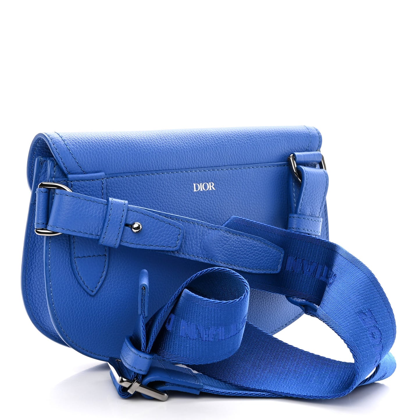 Grained Calfskin Saddle Messenger Bag Blue