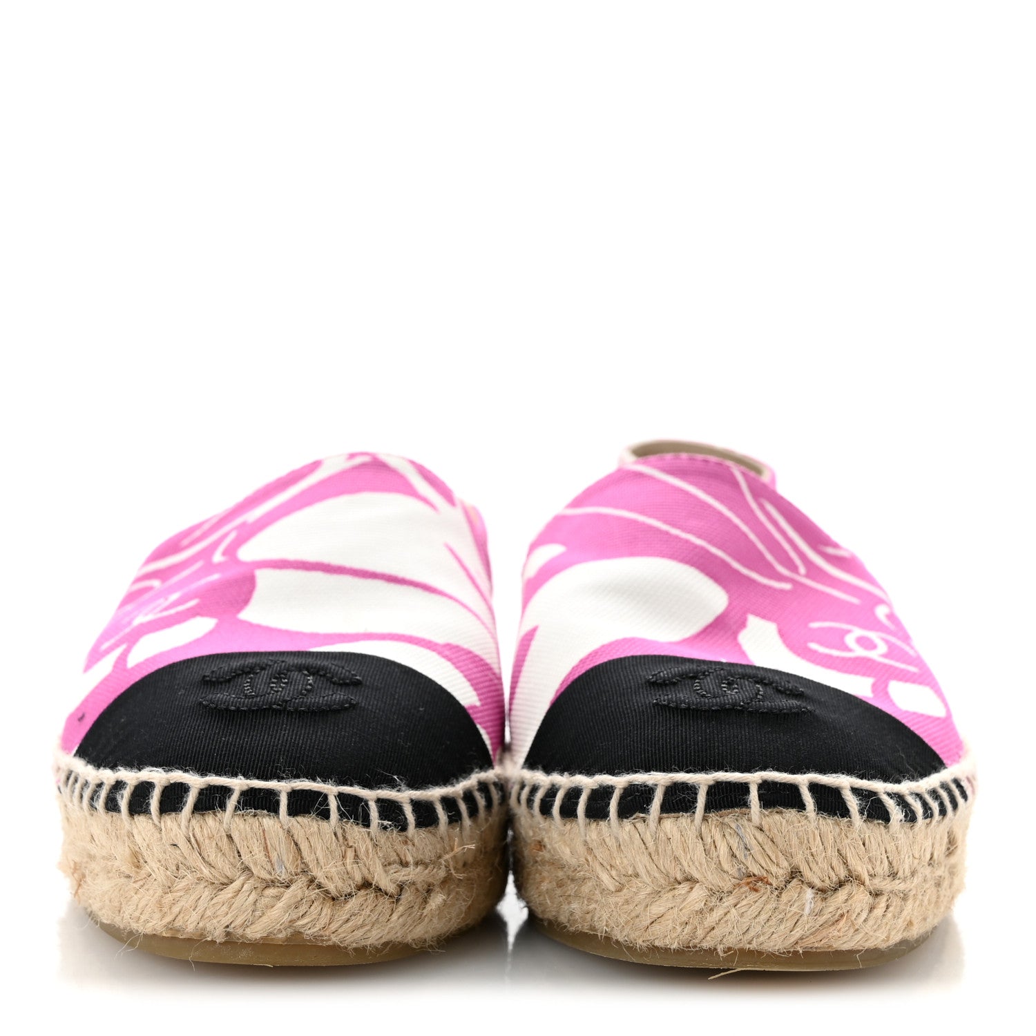 Chanel Cotton Grosgrain Espadrilles 36 Pink Ecru Black 3 of 11