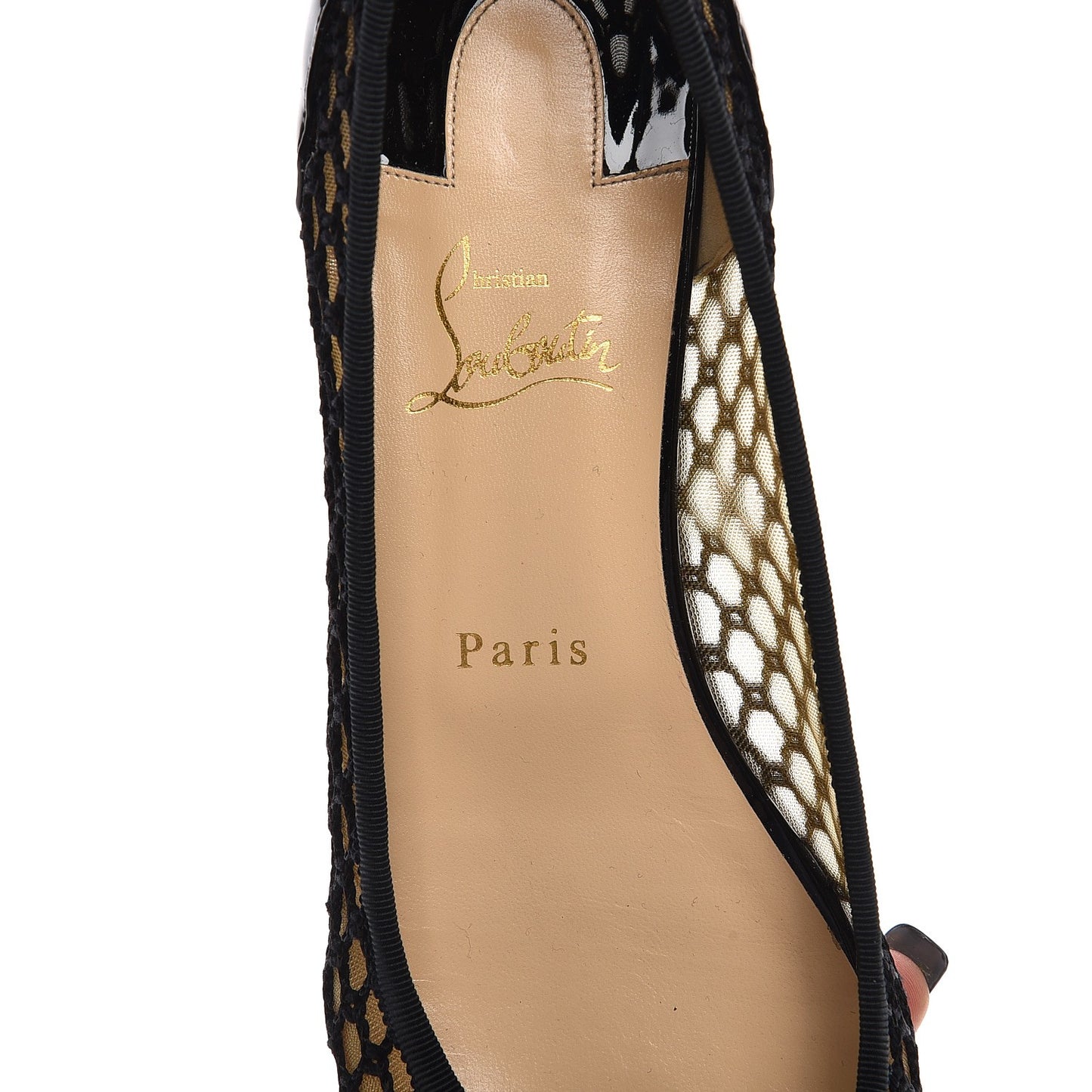Patent Lace Mix Spikes Flats 40.5 Black