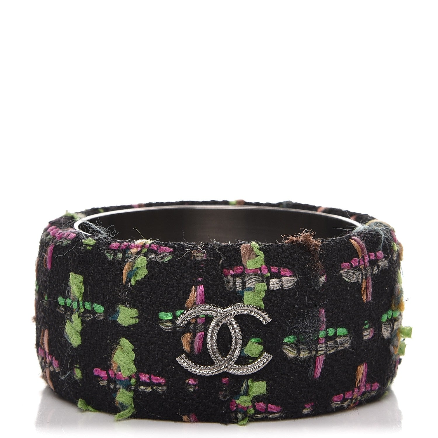 Chanel Tweed CC Wide Bangle M Black Multicolor 1 of 3