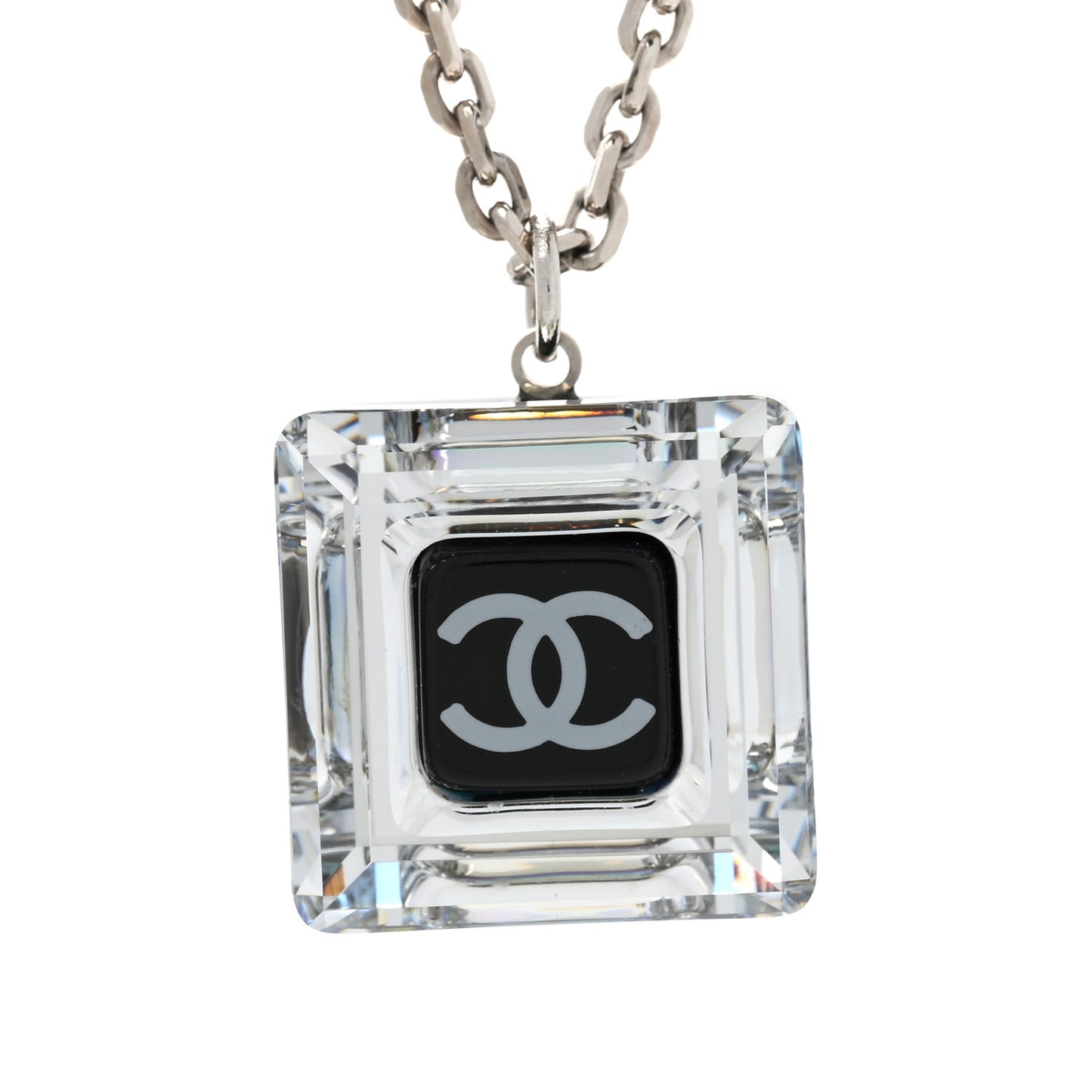 Lucite CC Square Charm Necklace
