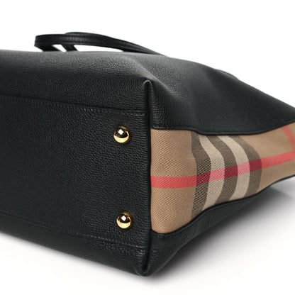 Burberry Derby Calfskin House Check Medium Welburn Tote Black 9 of 9