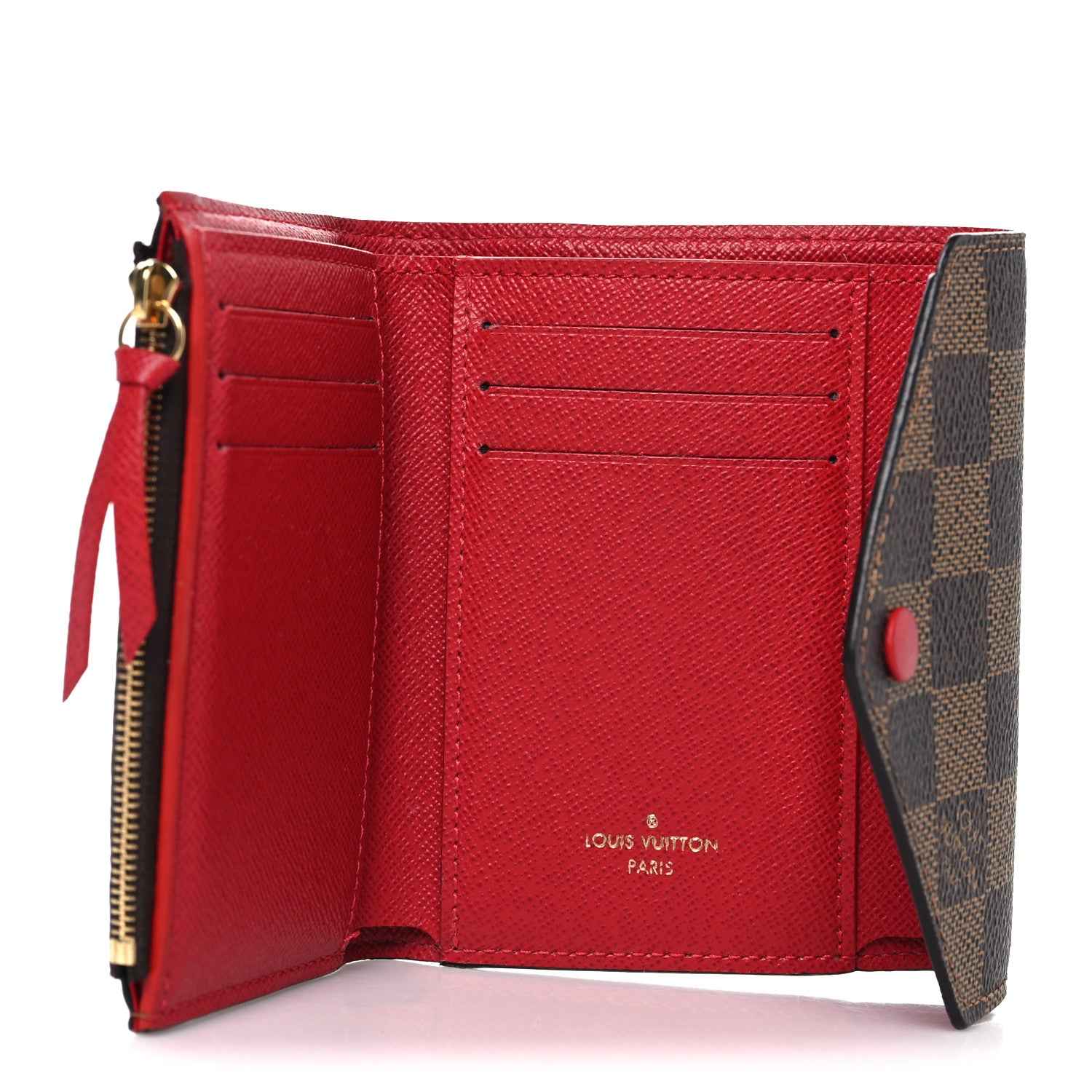 Louis Vuitton Damier Ebene Victorine Wallet Red 5 of 7