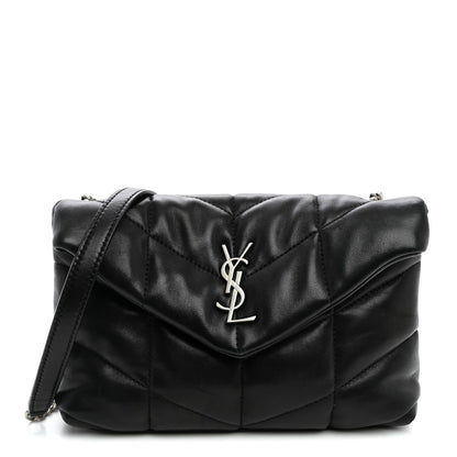 Saint Laurent Lambskin Quilted Toy Loulou Puffer Monogram Chain Satchel Black 1 of 9