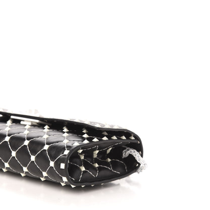 Valentino Garavani Lambskin Free Rockstud Spike Wallet On Chain Black 9 of 10