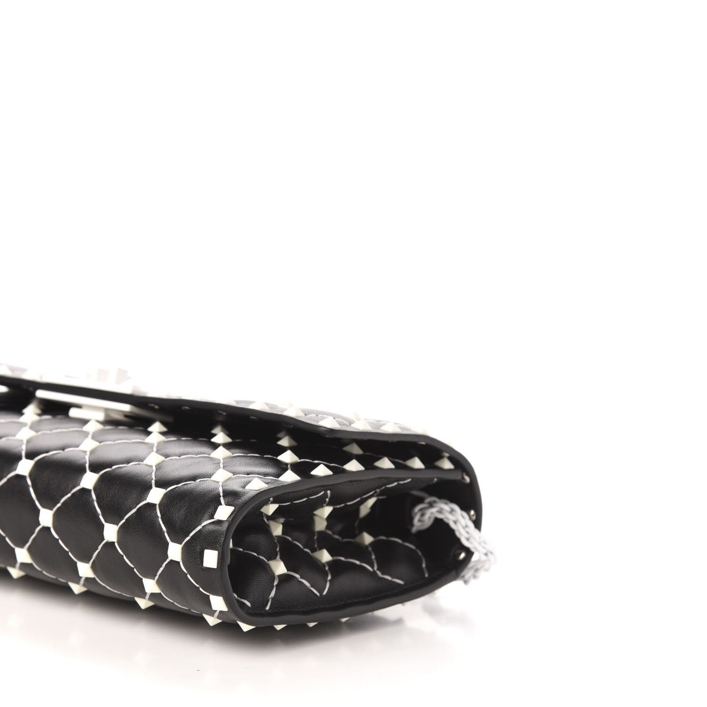 Lambskin Free Rockstud Spike Wallet On Chain Black