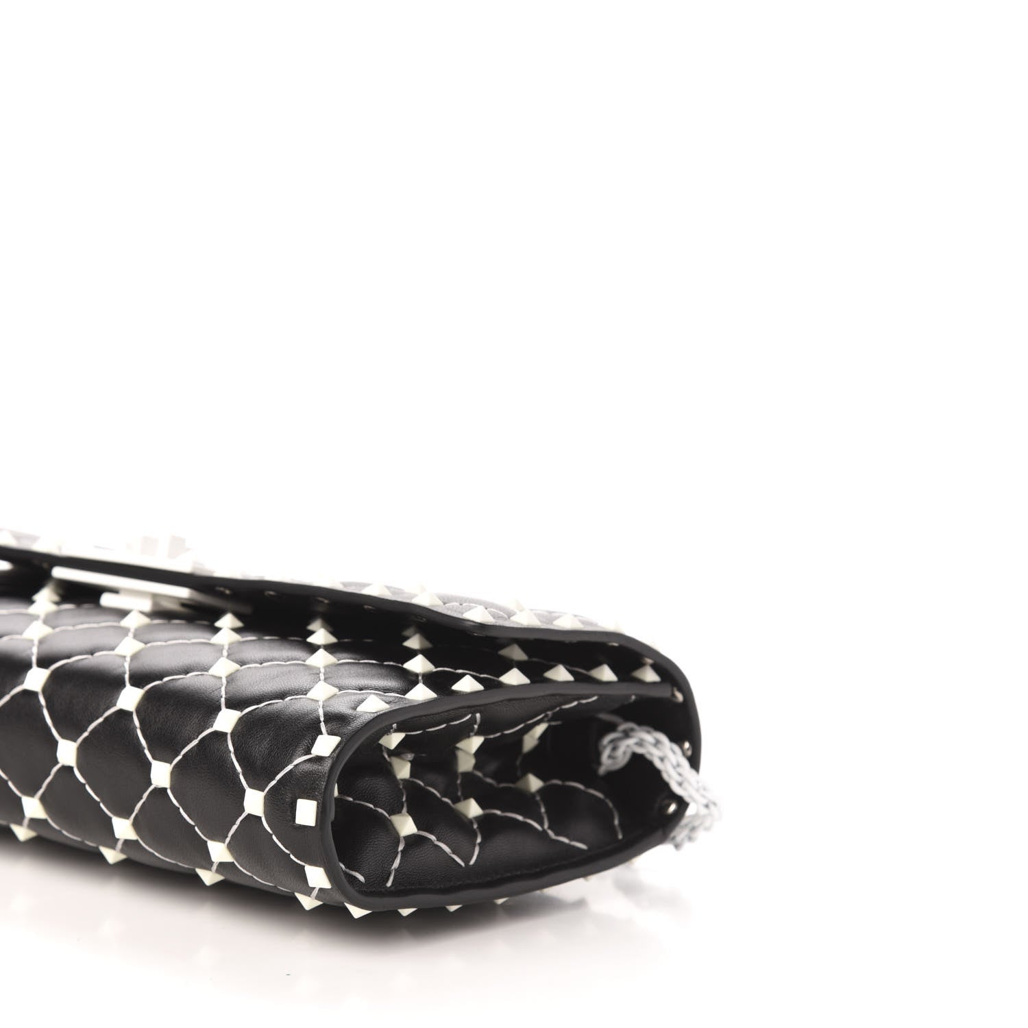Valentino Garavani Lambskin Free Rockstud Spike Wallet On Chain Black 9 of 10