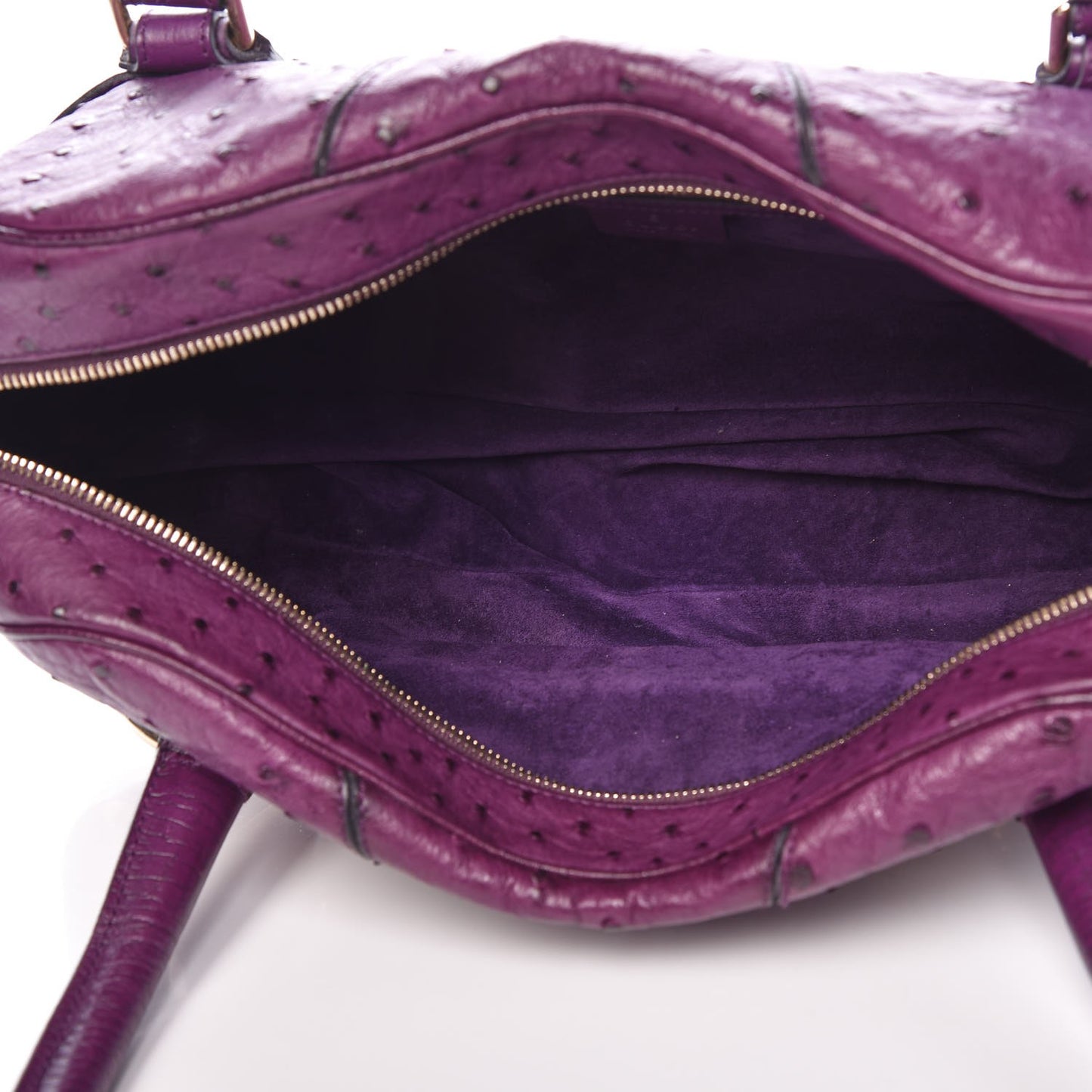 Ostrich Horsebit Chain Satchel Grape Royal