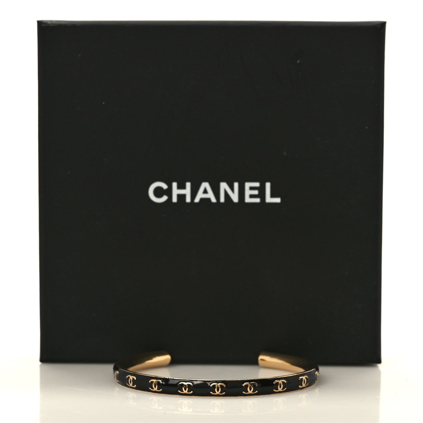 Enamel CC Bangle M Black Gold