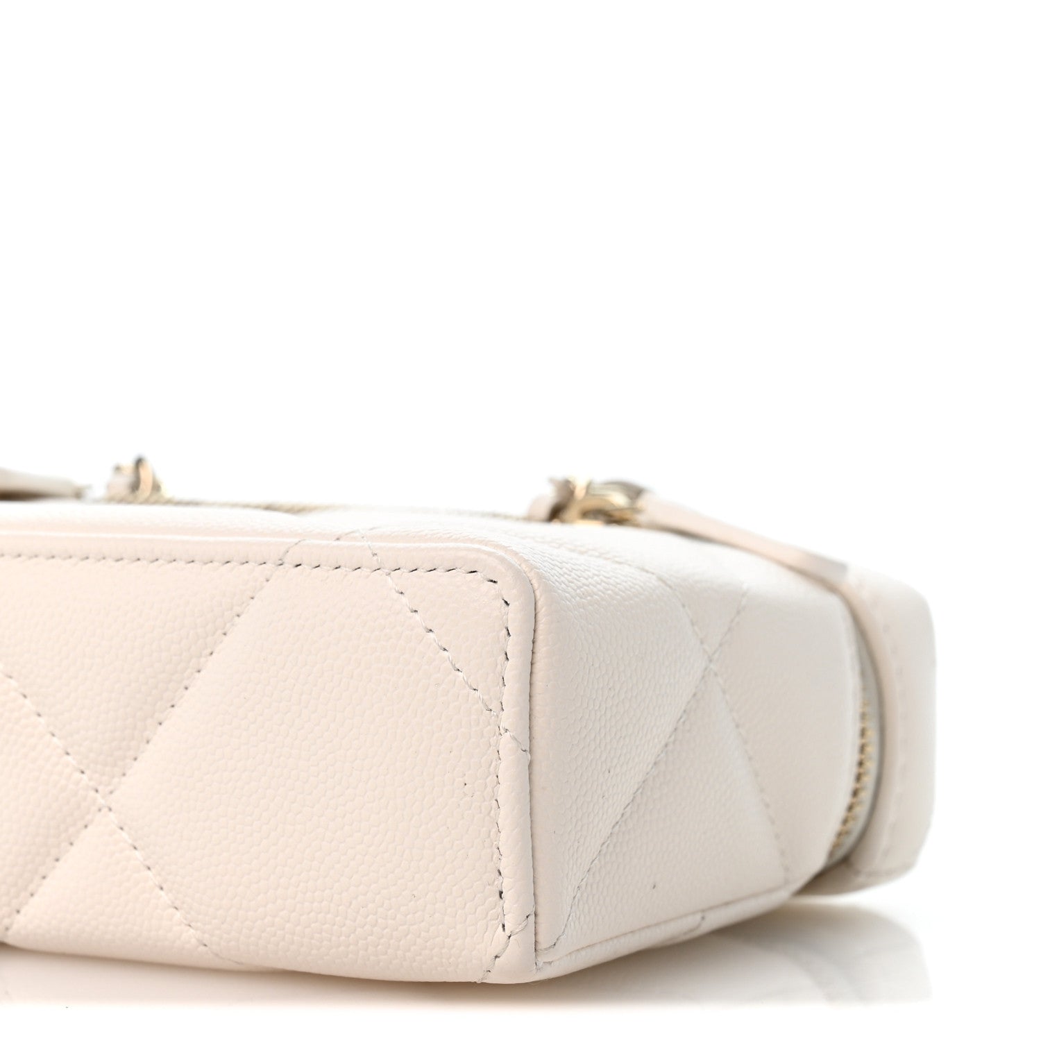 Chanel Caviar Quilted Top Handle Slim Vanity With Chain White 10 of 14