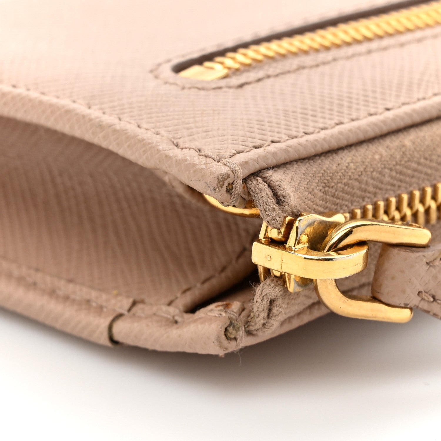 Prada Saffiano Metal Zip Around Keychain Cipria 10 of 11