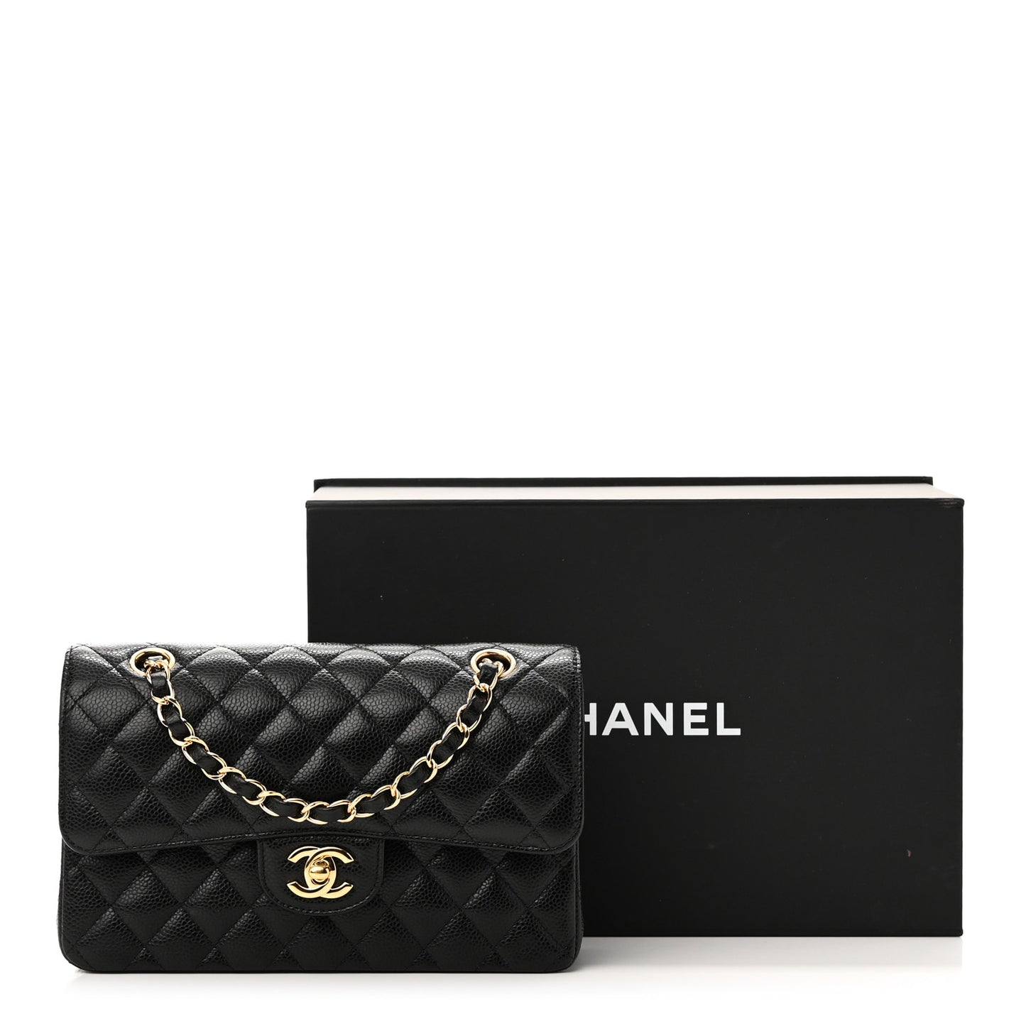 Caviar Quilted Small Double Flap Black