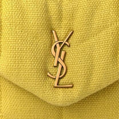 Saint Laurent Canvas Quilted Toy Loulou Puffer Monogram Chain Satchel Jaune Citron 7 of 7