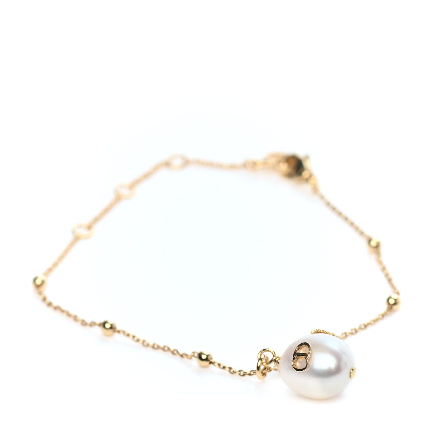 Christian Dior Fresh Water Pearl Metal Perles De Desir Charm Bracelet Gold 1 of 3