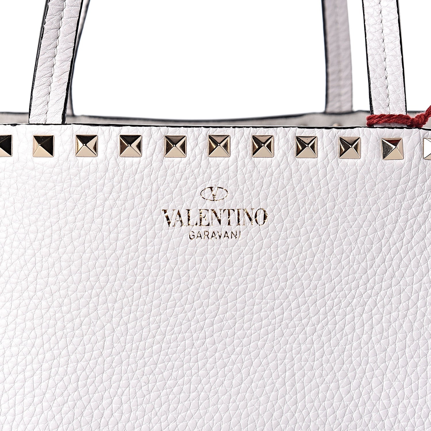 Valentino Garavani Grained Calfskin Rockstud Shoulder Tote Optic White 9 of 9