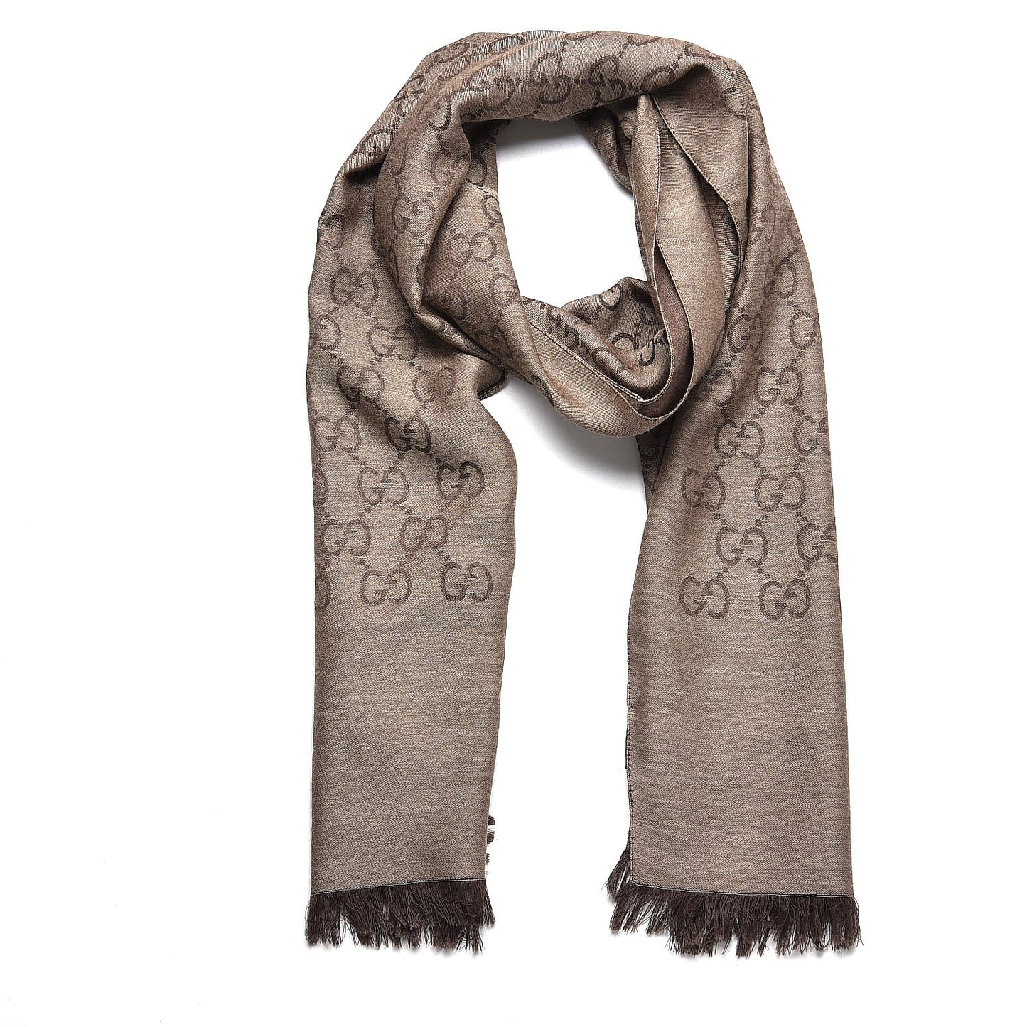 Wool Silk GG Monogram GGNat Scarf Rope Dark Brown