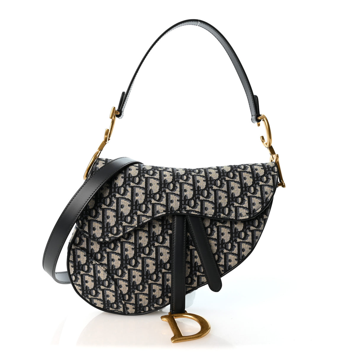 Christian Dior Oblique Saddle Bag With Strap Blue 1 of 9