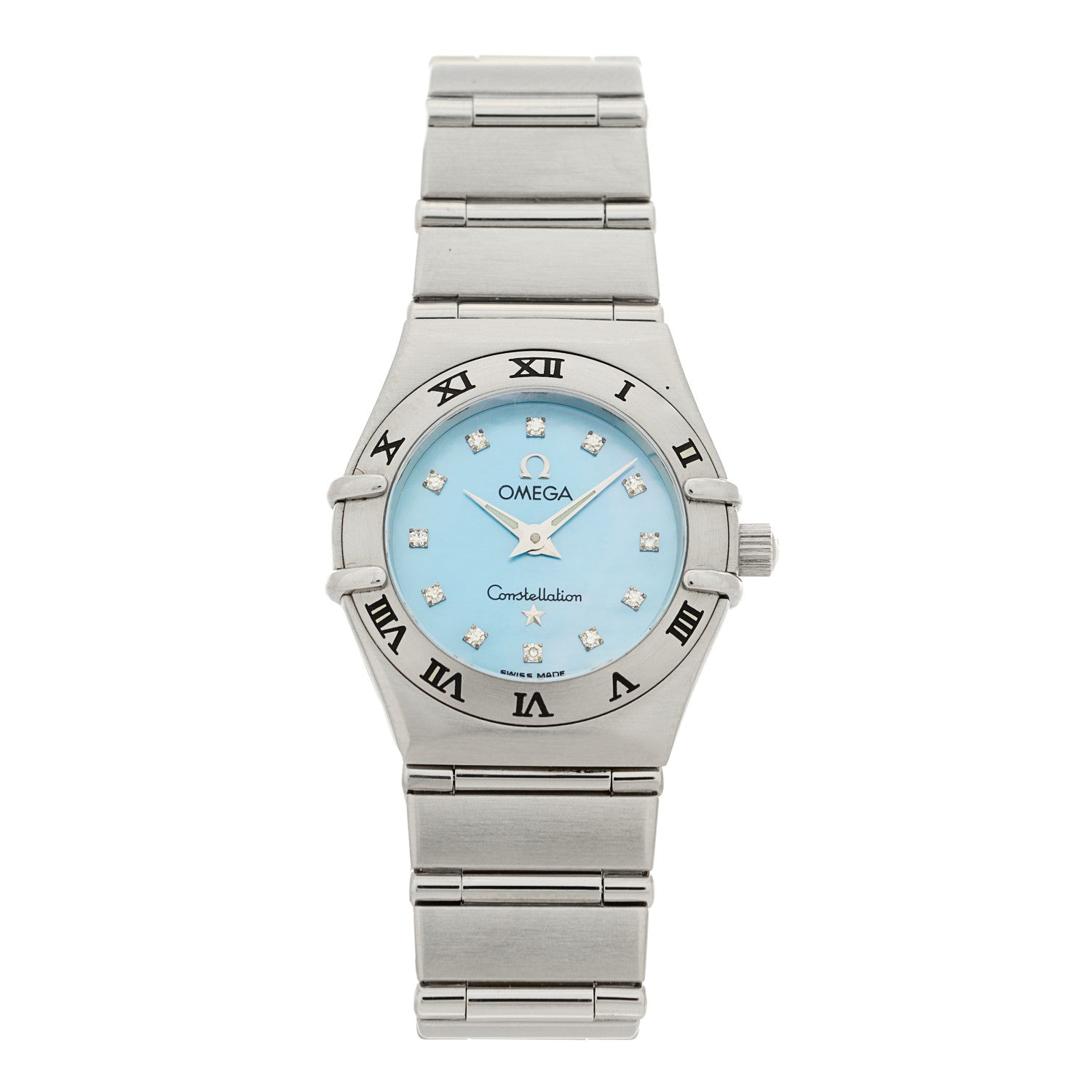 Omega Stainless Steel Diamond Blue Mother of Pearl 22mm Constellation Quartz Watch 1562.85 1 of 4
