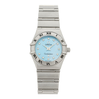 Omega Stainless Steel Diamond Blue Mother of Pearl 22mm Constellation Quartz Watch 1562.85 1 of 4
