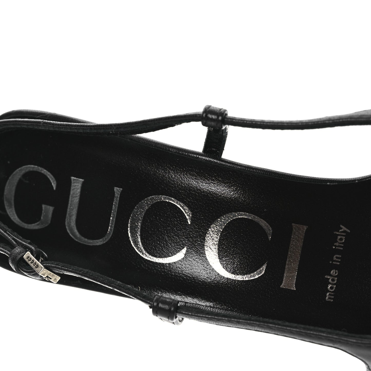 GG Monogram Malaga Kid Crystal Square G 75mm Slingback Pumps 37.5 Beige Blue